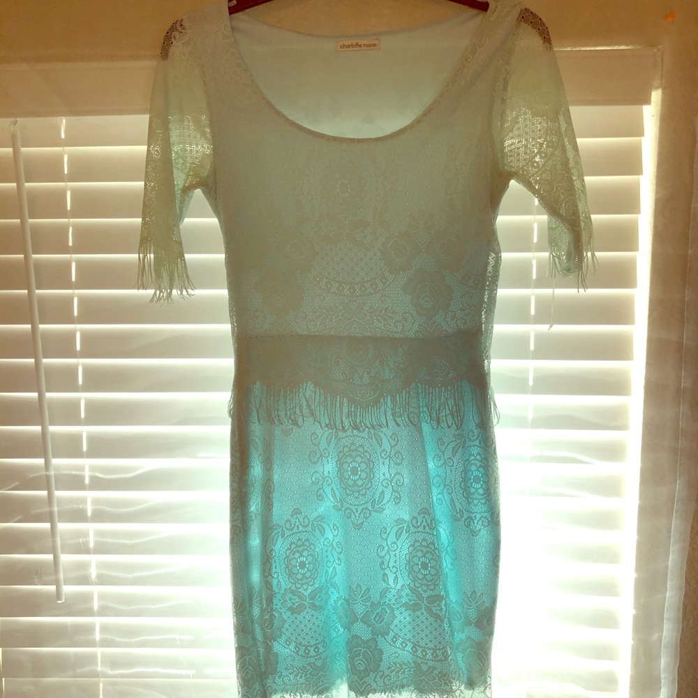 Sky blue lace dress with sleeves